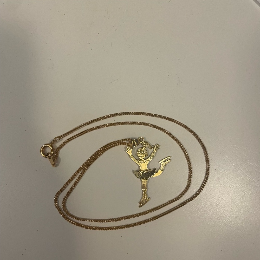 Elegant Gold Figure Skater Pendant Necklace